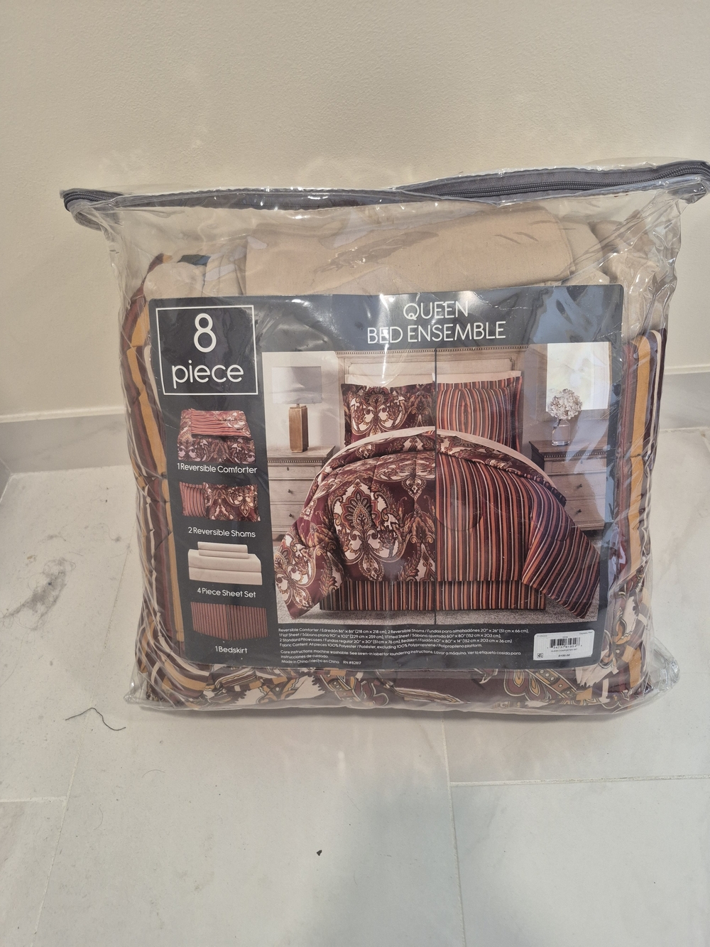 Fairfield Square Queen 8-Piece Reversible Comforter Set - Brown Multicolor